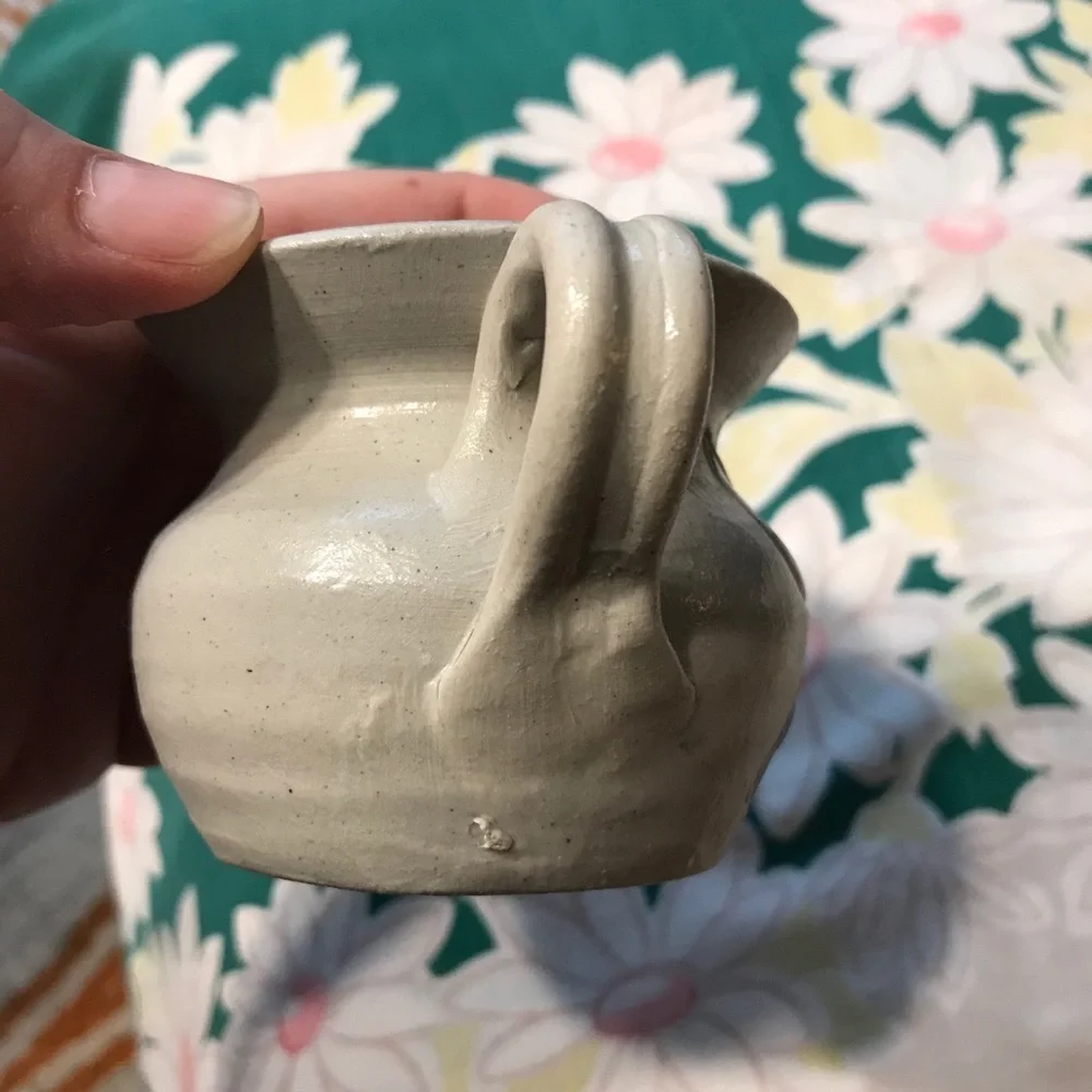 Williamsburg Pottery Creamer Clay Blue farmhouse taupe pitcher